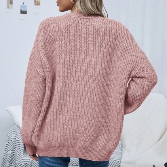 Soft knit drop shoulder oversized cardigan sweater black - Picture 4 of 16